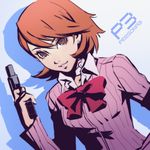  1girl brown_eyes brown_hair choker evoker female persona persona_3 ribbon short_hair solo takeba_yukari 