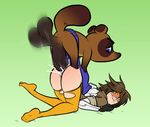  2016 animal_crossing anthro anus balls butt cum cum_inside duo erection female hi_res huge_penis human human_on_anthro interspecies male mammal nintendo overwatch penetration penis raccoon sex sparrow_(artist) tanuki tom_nook_(animal_crossing) tracer_(overwatch) video_games 