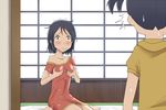  black_hair breast_grab breasts crying crying_with_eyes_open futon grabbing kimi_no_na_wa looking_at_another miyamizu_mitsuha miyamizu_yotsuha multiple_girls personality_switch shown siblings sisters sweatdrop tears walk-in 