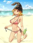  1girl beach bikini blonde_hair breasts cleavage duel_monster gagaga_girl large_breasts short_hair solo witch_hat yu-gi-oh! yuu-gi-ou_zexal 