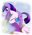  2016 abstract_background cutie_mark duo equine eyes_closed feathered_wings feathers female feral friendship_is_magic fur hair horn hug jewelry lyra-senpai magnaluna mammal multicolored_hair my_little_pony necklace princess_celestia_(mlp) purple_fur smile twilight_sparkle_(mlp) unicorn white_feathers white_fur winged_unicorn wings young 