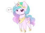  &lt;3 2016 chibi crown english_text equine feathered_wings feathers female feral friendship_is_magic fur hair horn jewelry lyra-senpai magnaluna mammal multicolored_hair my_little_pony necklace pink_feathers princess_celestia_(mlp) purple_eyes simple_background smile solo text white_background white_fur winged_unicorn wings 