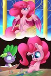  blue_eyes dragon duo equine feathered_wings feathers female feral friendship_is_magic fur green_eyes hair hooves horn madacon male mammal my_little_pony open_mouth pink_feathers pink_fur pink_hair pinkie_pie_(mlp) smile spike_(mlp) winged_unicorn wings 