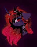  2016 black_background crown equine female feral friendship_is_magic frown fur grey_fur hair horn looking_at_viewer lyra-senpai magnaluna mammal my_little_pony portrait princess_luna_(mlp) red_eyes red_hair simple_background solo unicorn 
