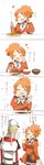  aquila_(kantai_collection) blonde_hair blush bowl chopsticks closed_eyes comic commentary_request eating fish food food_on_face fork graf_zeppelin_(kantai_collection) hair_ornament hairclip heart high_ponytail highres kantai_collection miso_soup multiple_girls open_mouth orange_hair pasta rebecca_(keinelove) rice spaghetti sweat thought_bubble translated 