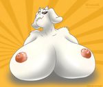  2016 anthro areola big_breasts boss_monster breasts caprine colored female fur goat horn huge_breasts hyper hyper_breasts looking_at_viewer mammal nipples nude solo toriel undertale video_games weasselk white_fur 