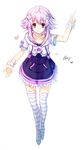  absurdres blue_eyes choker d-pad d-pad_hair_ornament hair_ornament hamster_(hanmster) highres looking_at_viewer neptune_(choujigen_game_neptune) neptune_(series) purple_hair short_hair sketch solo striped striped_legwear 