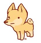  2016 aliasing ambiguous_gender canine chibi curled_tail cute dog feral finnish_spitz mammal mutisija simple_background solo standing white_background 