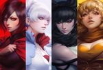 black_hair blake_belladonna blonde_hair breasts cleavage column_lineup downscaled image_sample looking_at_viewer looking_to_the_side md5_mismatch multiple_girls parted_lips purple_eyes realistic red_hair resized ruby_rose rwby silver_hair small_breasts stanley_lau weiss_schnee yang_xiao_long yellow_eyes 