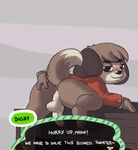  animal_crossing anthro balls bottomless butt canine clothed clothing digby_(animal_crossing) dog male mammal nintendo penis presenting presenting_hindquarters shinsuke solo video_games 