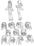  00s 1girl ass back breasts character_sheet female full_body long_hair lou_roux monochrome official_art shinkon_gattai_godannar!! smile solo suit 