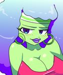  anthro blue_eyes blush breasts cartoon_network cleavage clothed clothing female flutteringpie gradient_hair hoop_earrings humanoid jackie_wilson mature_female mother parent purple_lips solo sweatband the_amazing_world_of_gumball 
