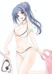  :d armband bangle bikini blue_hair bracelet breasts covered_nipples diving_mask flippers frapowa hair_ornament hairpin halterneck heart holding jewelry large_breasts long_hair long_ponytail looking_at_viewer love_live! love_live!_sunshine!! matsuura_kanan multi-strapped_bikini navel necklace open_mouth ponytail purple_eyes scrunchie smile snorkel solo swimsuit wristband 