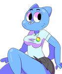  anthro blue_fur breasts cartoon_network cat clothed clothing collared_shirt dress_shirt feline female flutteringpie fur looking_over mammal mature_female mother nicole_watterson parent shirt skirt solo the_amazing_world_of_gumball wide_hips 