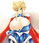  1girl artoria_pendragon_lancer_(fate/grand_order) blonde_hair breasts fate/grand_order fate_(series) gigantic_breasts green_eyes milk nipple solo 