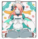  anthro blush clothing dragon female hair hair_over_eye looking_at_viewer lovelesskiax maid_uniform slightly_chubby solo uniform 