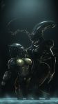  3d_(artwork) alien alien_(franchise) alien_vs_predator breasts butt digital_media_(artwork) duo female hair lamoz571 nipples not_furry predator_(franchise) weapon xenomorph 