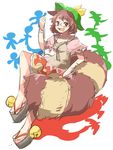 animal_ears blush brown_eyes brown_hair commentary_request drunk full_body futatsuiwa_mamizou glasses leaf leaf_on_head looking_at_viewer open_mouth raccoon_tail rebecca_(keinelove) saliva sketch solo tail touhou 