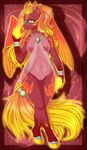  anthro areola breasts equine female fire horse jewelry lovelesskiax magic mammal mostly_nude necklace nipples pussy smile solo wide_hips 