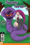  ambiguous_gender arbok big_breasts blush breasts clothed clothing comic cover_art duo english_text female feral hair human jessie_(team_rocket) legwear mammal nintendo pok&eacute;mon rainbow-flyer red_hair sitting skimpy sweat text thigh_highs tight_clothing video_games 