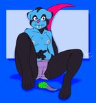  2016 anthro blue_fur breasts camel_toe caught clothed clothing dildo embarrassed female fur grey_fur mammal masturbation mustelid os otter panties pussy_juice sex_toy solo spread_legs spreading topless underwear vibrator wet_panties 