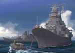  cannon chain cloud commentary_request cruiser day highres imperial_japanese_navy military military_vehicle no_humans ocean original ship shiro_yukimichi sky smokestack takao_(cruiser) turret warship water watercraft 