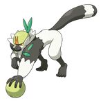  gen_7_pokemon highres lemur no_humans official_art orange_eyes passimian pokemon pokemon_(creature) solo yellow_sclera 