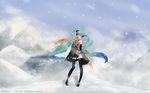  hatsune_miku redjuice snow thigh-highs twintails vocaloid winter 