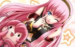  ;p blue_eyes headset highres kirinnji long_hair megurine_luka one_eye_closed pink_hair solo takoluka tongue tongue_out vocaloid wallpaper 