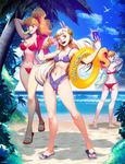  ass barefoot beach bikini bird blonde_hair blue_sky breasts butt_crack capcom capcom_fighting_jam cellphone cleavage cloud commentary day effie english_commentary feet final_fight food genryuusai_maki genzoman ice_cream ice_cream_cone ingrid innertube looking_at_viewer medium_breasts multiple_girls nail_polish navel ocean open_mouth outdoors palm_tree phone sandals seagull self_shot shirt_removed sky small_breasts smile stomach street_fighter street_fighter_iii_(series) swimsuit toenail_polish toes tree water 