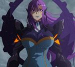  1girl breasts character_request large_breasts long_hair masou_gakuen_hxh purple_eyes purple_hair smile solo stitched 