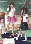  !! 2boys 2girls barefoot bukkake censored classroom cum cumshot footjob g_yukishiro multiple_boys multiple_girls original pleated_skirt serafuku skirt trample uniform 