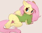  2019 bottomless clothed clothed_feral clothing digital_media_(artwork) equine evehly feathered_wings feathers female feral fluttershy_(mlp) friendship_is_magic hair hi_res long_hair mammal my_little_pony pegasus pink_hair presenting pussy simple_background smile solo spread_legs spreading sweater teal_eyes wings 