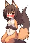  24cakes blush breasts brown_hair canine featureless_breasts featureless_crotch female fox hair mammal nude red_eyes sitting sketch 
