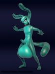  android anthro balls big_balls black_background ears_up erection glans green_skin huge_balls invalid_tag long_ears looking_down machine male mammal penis robot shocked simple_background solo voxell voxell_voxell 