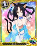  ;) animal_ears artist_request between_legs bishop_(chess) black_hair blue_legwear blue_swimsuit breasts card_(medium) cat_ears cat_tail character_name checkered checkered_background chess_piece fingerless_gloves garters gloves gradient gradient_background hair_ornament hair_rings hand_between_legs high_school_dxd kuroka_(high_school_dxd) large_breasts microphone multiple_tails official_art one_eye_closed rainbow_background runes shorts smile solo swimsuit tail thighhighs torn_clothes torn_legwear trading_card yellow_eyes 
