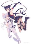  2girls :o animal_ears armpits artist_name bishoujo_senshi_sailor_moon black_gloves black_panties black_skirt boots cat_ears cat_tail cross-laced_footwear dated elbow_gloves fishnet_legwear fishnets full_body gloves grin highres knee_boots lace-up_boots looking_at_viewer miniskirt mouse_ears mouse_tail multiple_girls open_mouth panties pantyhose purple_eyes sailor_collar sailor_iron_mouse sailor_senshi sailor_tin_nyanko saki_(hxaxcxk) short_hair skirt smile tail underwear white_background white_footwear white_gloves white_hair white_legwear white_sailor_collar yellow_eyes 