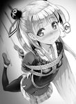  1girl bdsm monochrome naruse_maria rope shinmai_maou_no_testament smile solo tied 