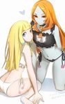  ass blonde_hair blue_eyes breasts cat_lingerie highres image_sample long_hair looking_at_viewer meme_attire midna midna_(true) multiple_girls orange_hair pixiv_sample pointy_ears princess_zelda red_eyes ruru_(lulubuu) smile the_legend_of_zelda the_legend_of_zelda:_skyward_sword the_legend_of_zelda:_twilight_princess underwear 