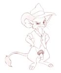  anthro bottomless circumcised clothed clothing digital_drawing_(artwork) digital_media_(artwork) disney dress_shirt fedora flaccid front_view hands_on_hips hat jake_(the_rescuers) kangaroo_rat line_art long_tail looking_at_viewer male mammal monochrome navel penis pinup pose pubes rodent shirt solo standing the_rescuers unknown_artist whiskers 