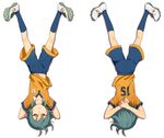  aqua_hair arms_behind_head from_behind full_body inazuma_eleven_(series) inazuma_eleven_go kariya_masaki male_focus riho simple_background solo white_background yellow_eyes 