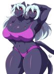  2_heads 3_breasts anthro bra breasts clothed clothing felid feline female mammal multi_breast multi_head navel ryousakai smile solo standing thick_thighs underwear 