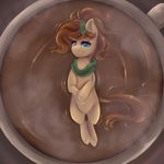  blue_eyes brown_hair equine eyelashes fan_character featureless_crotch female feral fur grey_fur hair hooves mammal my_little_pony nude partially_submerged silentwulv smile solo 