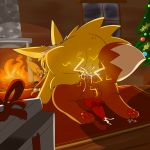  anal anal_knotting anal_penetration animal_genitalia animal_penis anus balls blush butt canine canine_penis christmas christmas_tree cum cum_in_ass cum_inside digital_media_(artwork) duo eevee eeveelution electricity erection feral fire from_behind_position fur holidays jolteon knot knotting male male/male mammal nintendo nude open_mouth penetration penis pok&eacute;mon pok&eacute;mon_(species) rockii sex smile tree video_games yellow_fur 