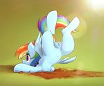  2016 blue_fur butt equine eto_ya feathered_wings feathers female friendship_is_magic fur hair hooves mammal multicolored_hair my_little_pony outside pegasus pussy rainbow_dash_(mlp) rainbow_hair solo wings 
