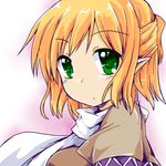  blonde_hair fa_no_hito green_eyes half_updo looking_at_viewer mizuhashi_parsee pointy_ears scarf short_hair solo touhou upper_body when_you_see_it 