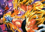  3boys 90s angry aura battle demon dragon_ball dragonball_z energy evil fight halo janemba multiple_boys muscle official_art poster scan serious son_gokuu super_saiyan vegeta yamamuro_tadayoshi 