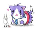  akagi_(kantai_collection) anchor_symbol animal animalization blue_neckwear cat colored_pencil_(medium) commentary_request dainamitee dog female_admiral_(kantai_collection) heart kantai_collection military military_uniform necktie no_humans non-human_admiral_(kantai_collection) oversized_animal pleated_skirt rat sakawa_(kantai_collection) simple_background skirt traditional_media translation_request triangle_mouth uniform whiskers white_background white_hair 