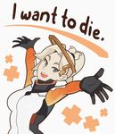  blonde_hair breasts commentary english highres large_breasts looking_at_viewer mechanical_halo mercy_(overwatch) overwatch ponytail short_hair smile solo splashbrush 
