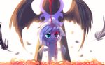  blood blue_eyes blue_fur blue_hair equine eyelashes feathered_wings feathers feral friendship_is_magic fur gianghanez2880 hair horn looking_at_viewer mammal my_little_pony princess_luna_(mlp) solo standing winged_unicorn wings young 